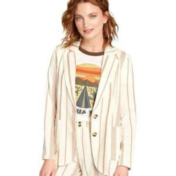 ModCloth New Opportunity Linen-Blend Blazer Jacket Stripes Plus Size 4X NWT - Picture 2 of 10